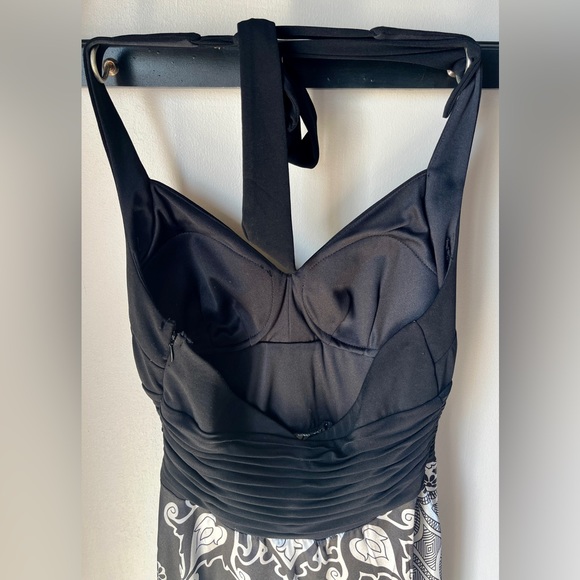 Sangria Black Silver Halter Top Silk Scarf Skirt Dress | Size 6 | Worn Once - Picture 2 of 8